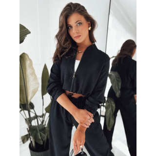 Črna ženska kratka bomber jakna