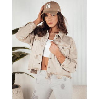 Bež denim jakna z neobdelanim robom