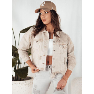 Bež denim jakna z neobdelanim robom