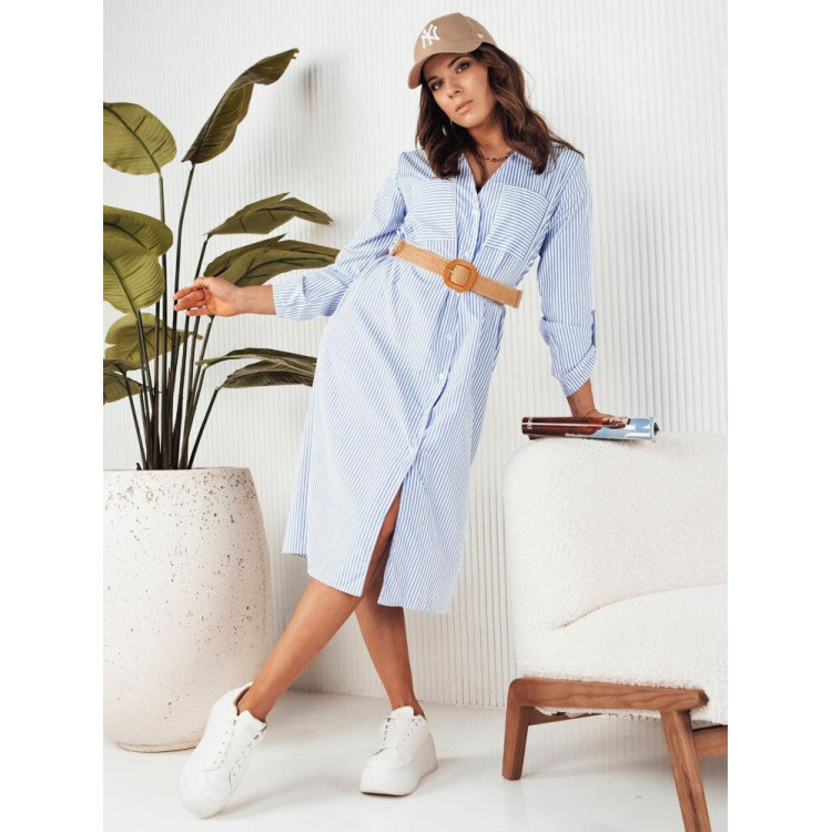 Ženska črtasta srajčna obleka