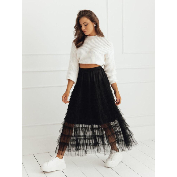 Črno maxi krilo iz tila