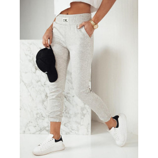 Sive ženske trenirke z elastiko v pasu