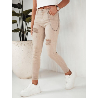 Temno bež ženske kavbojke z verižico