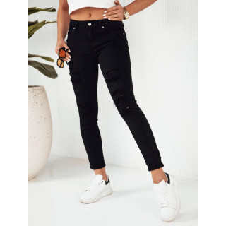 Mehke črne kavbojke z luknjami