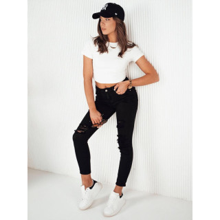 Mehke črne kavbojke z luknjami