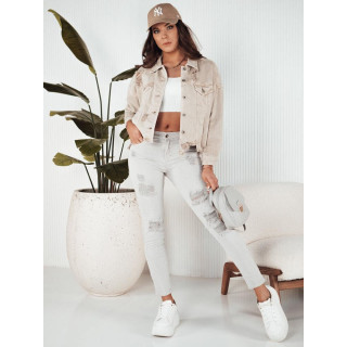 Ženske svetlo sive kavbojke z luknjami