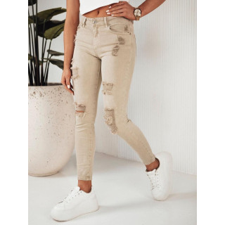 Mehke bež kavbojke z luknjami