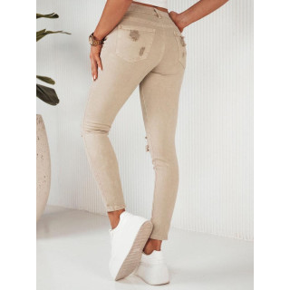 Mehke bež kavbojke z luknjami