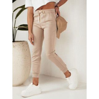 Ženske bež trenirke z našitkom