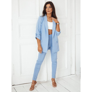 Svetlo modre ženske hlače z elastiko v pasu