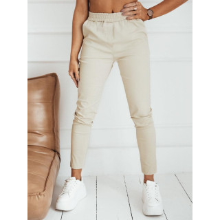 Bež ženske hlače z elastiko v pasu
