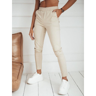 Bež ženske hlače z elastiko v pasu