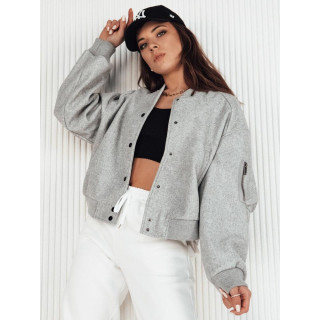 Ženska oversize bomber jakna v sivi barvi