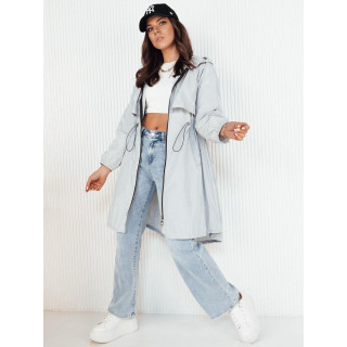 Dolga ženska spomladanska parka v sivi barvi