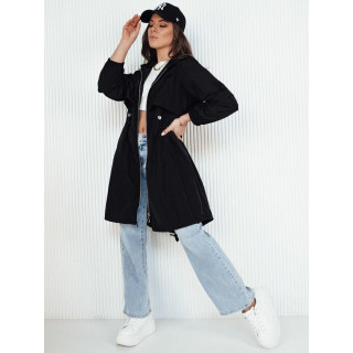 Ženska dolga črna parka za pomlad