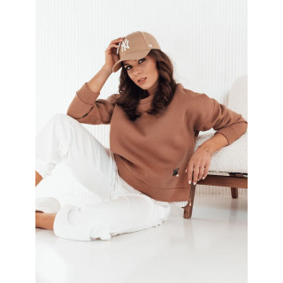 Rjav ženski pulover z zadrgo ob strani