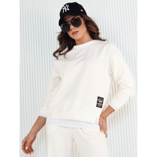 Ženski bel pulover z našitkom