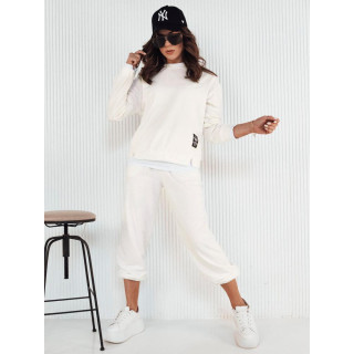 Ženski bel pulover z našitkom