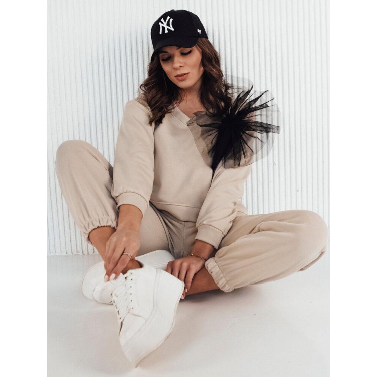 Bež ženski pulover z dekoracijo