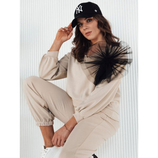 Bež ženski pulover z dekoracijo