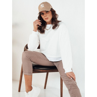 Ženski bel pulover s podlogo