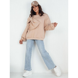 Ženski pulover v bež barvi z veliko pentljo