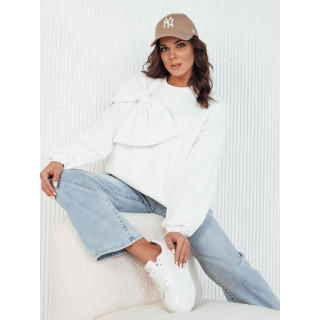 Bel ženski pulover z veliko pentljo