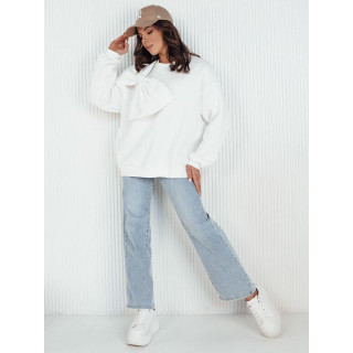 Bel ženski pulover z veliko pentljo