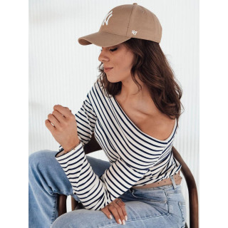 Temno modra ženska majica z golimi rameni