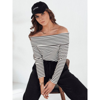 Črna črtasta majica z golimi rameni