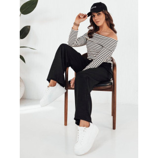 Črna črtasta majica z golimi rameni