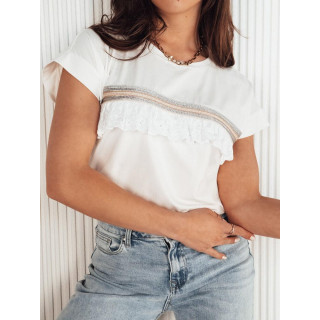 Ženska bela boho majica s kratkimi rokavi