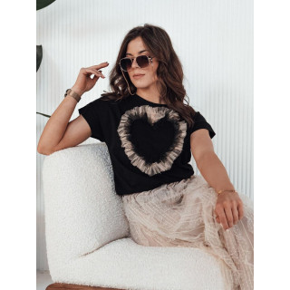 Ženska črna majica s srčki