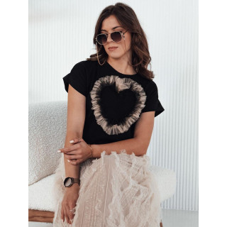 Ženska črna majica s srčki