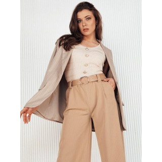 Bež rebrasta majica z gumbi