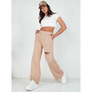 Široke ženske trenirke v bež barvi