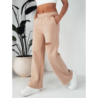 Široke ženske trenirke v bež barvi