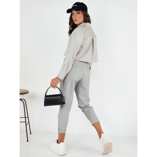 Sive ženske hlače z visokim pasom