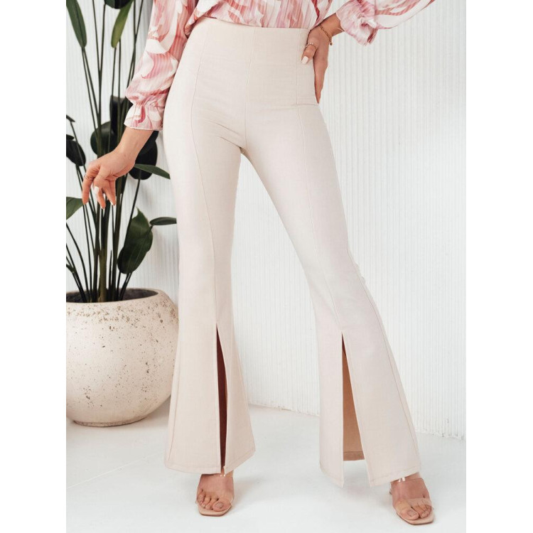 Ženske hlače na zvonec v bež barvi