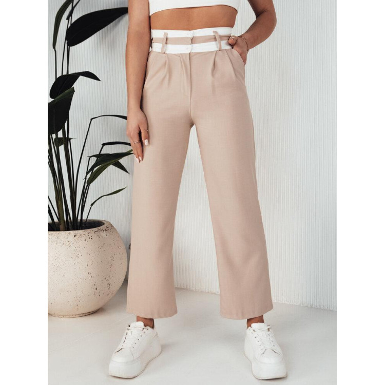 Bež široke hlače z visokim pasom