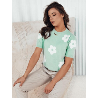 Cvetlični mint pulover s kratkimi rokavi