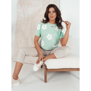 Cvetlični mint pulover s kratkimi rokavi