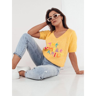 Rumen ženski pulover z všitim napisom