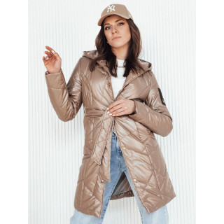 Bež daljša prešita jakna za pomlad