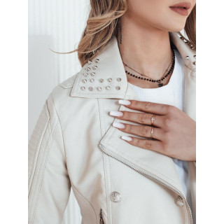 Bež usnjena jakna z zaponkami