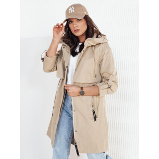 Dolga spomladanska parka v bež barvi