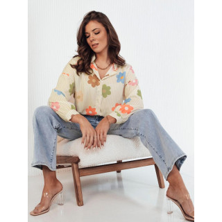 Ženska bež oversize majica z rožicami