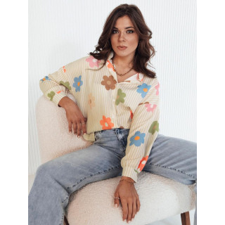 Ženska bež oversize majica z rožicami