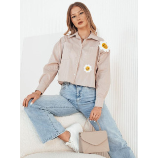 Kratka svetlo rjava majica z našitki