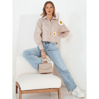 Kratka svetlo rjava majica z našitki